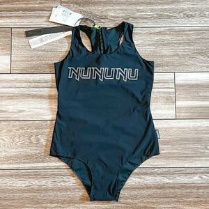 NWT! nununu black silver cut-out back swimsuit Size 10-11Y